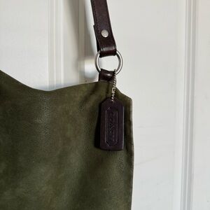 Coach Forest Green Leather Tote with Dark Strap